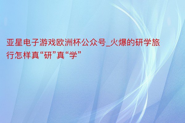 亚星电子游戏欧洲杯公众号_火爆的研学旅行怎样真“研”真“学”