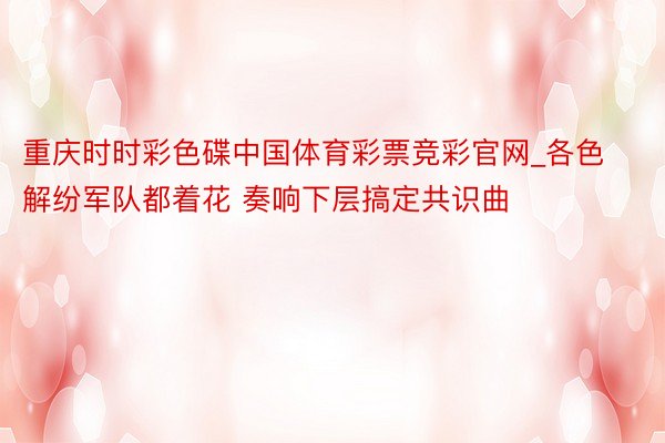 重庆时时彩色碟中国体育彩票竞彩官网_各色解纷军队都着花 奏响下层搞定共识曲