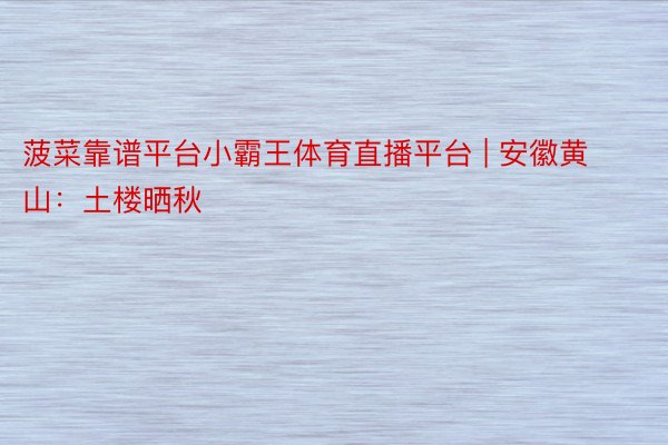 菠菜靠谱平台小霸王体育直播平台 | 安徽黄山:土楼晒秋