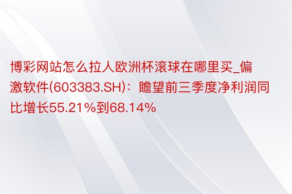 博彩网站怎么拉人欧洲杯滚球在哪里买_偏激软件(603383.SH)：瞻望前三季度净利润同比增长55.21%到68.14%