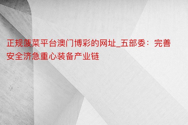 正规菠菜平台澳门博彩的网址_五部委：完善安全济急重心装备产业链